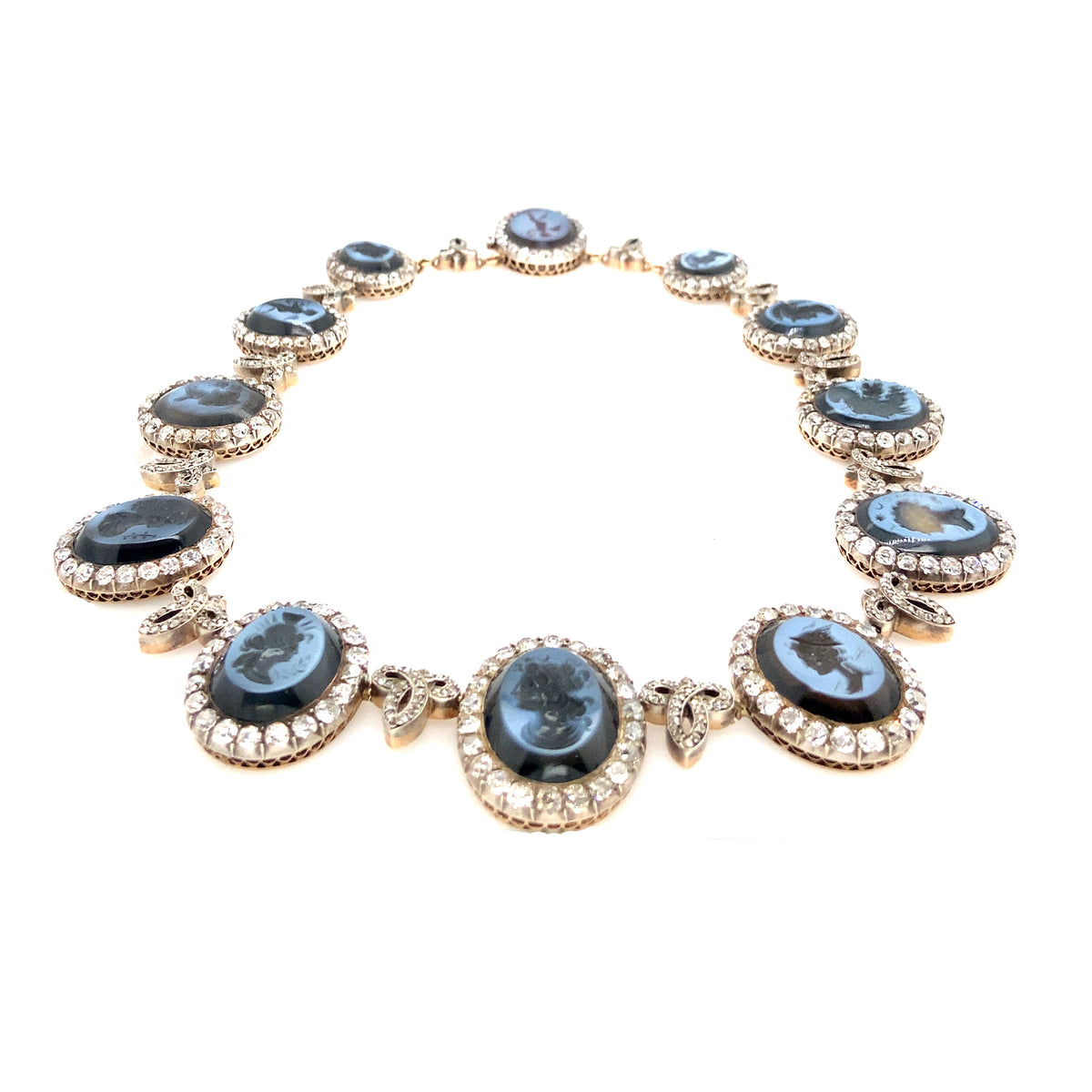 Antique diamond and intaglio necklace, 1867