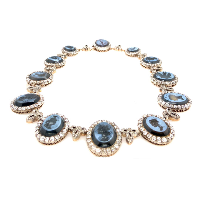 Antique diamond and intaglio necklace, 1867