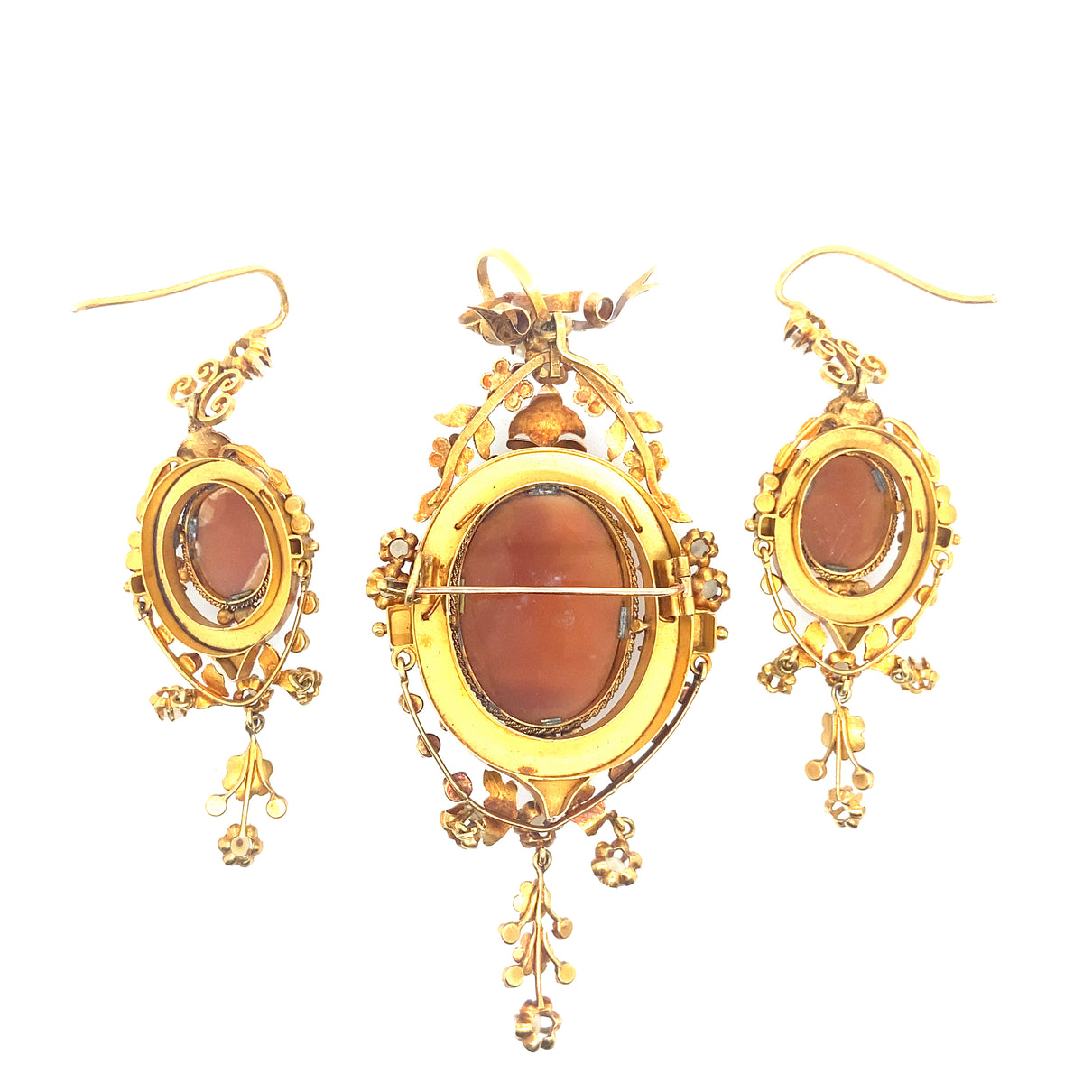 Victorian gold and cameo Demi parure