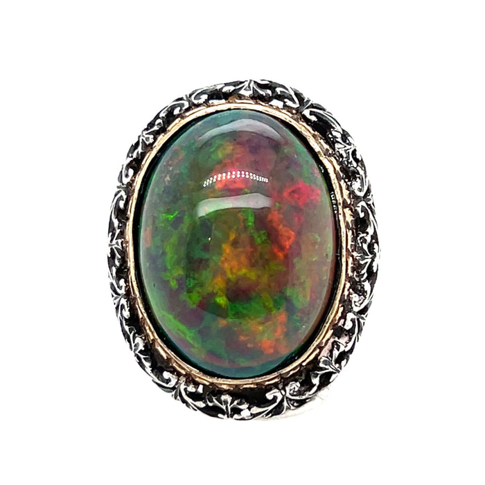 Antique gold, silver and opal ring