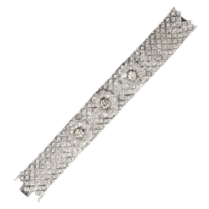 Importante bracciale con diamanti del 1950 e fiori