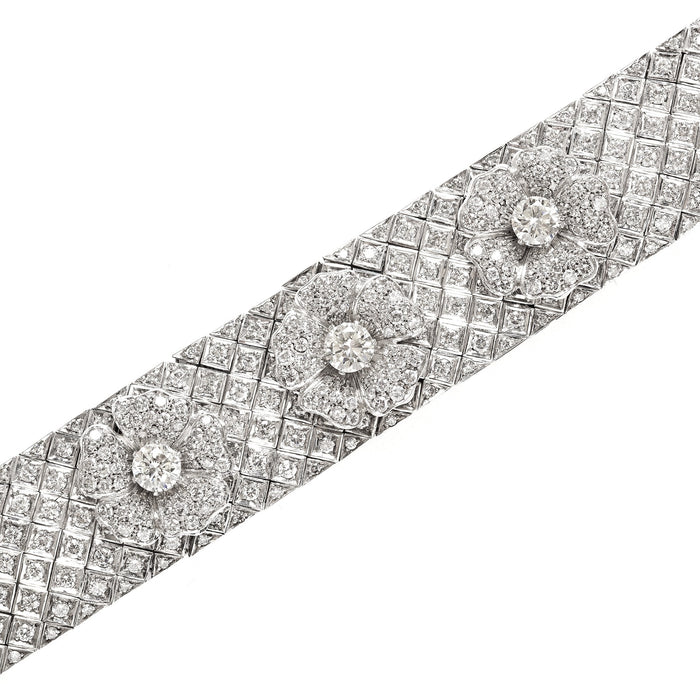 Importante bracciale con diamanti del 1950 e fiori