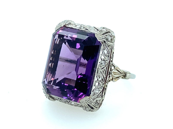 Edwardian amethyst and diamond ring