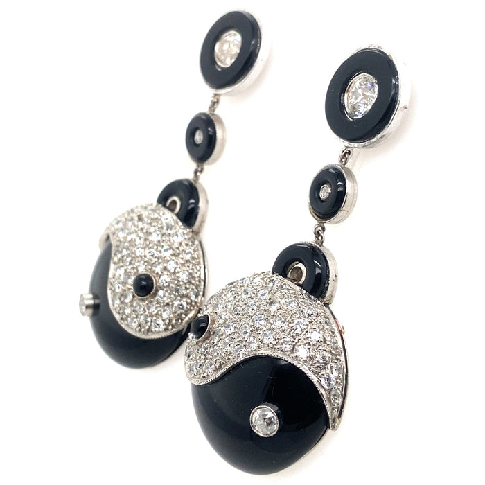 Yin and Yang diamond and onyx earrings
