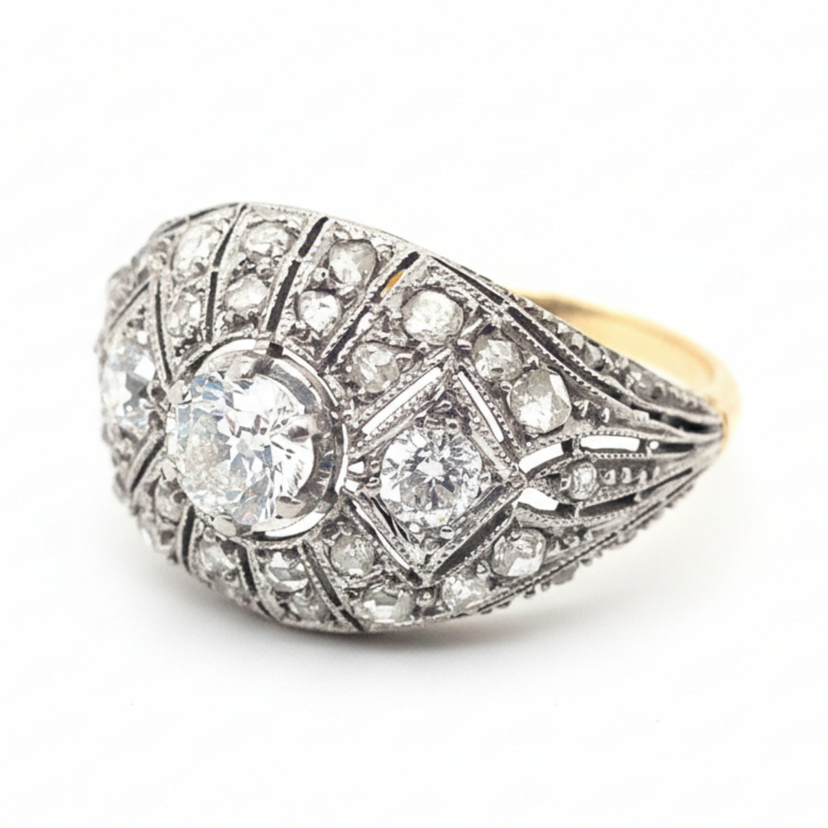 Art Déco gold platinum and diamond ring, 1920