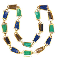 Egyptian Revival gold diamond and hard stone necklace