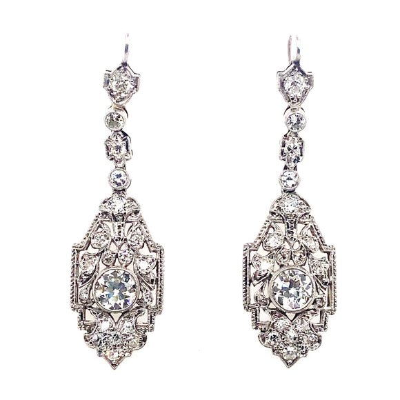 Art Déco platinum and diamond earrings 1930