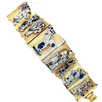 Bracciale Art Déco in oro giallo e platino con pietre preziose