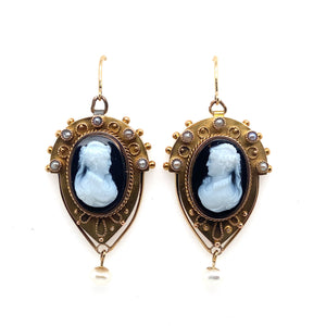 Late Victorian gold and cameo earrings