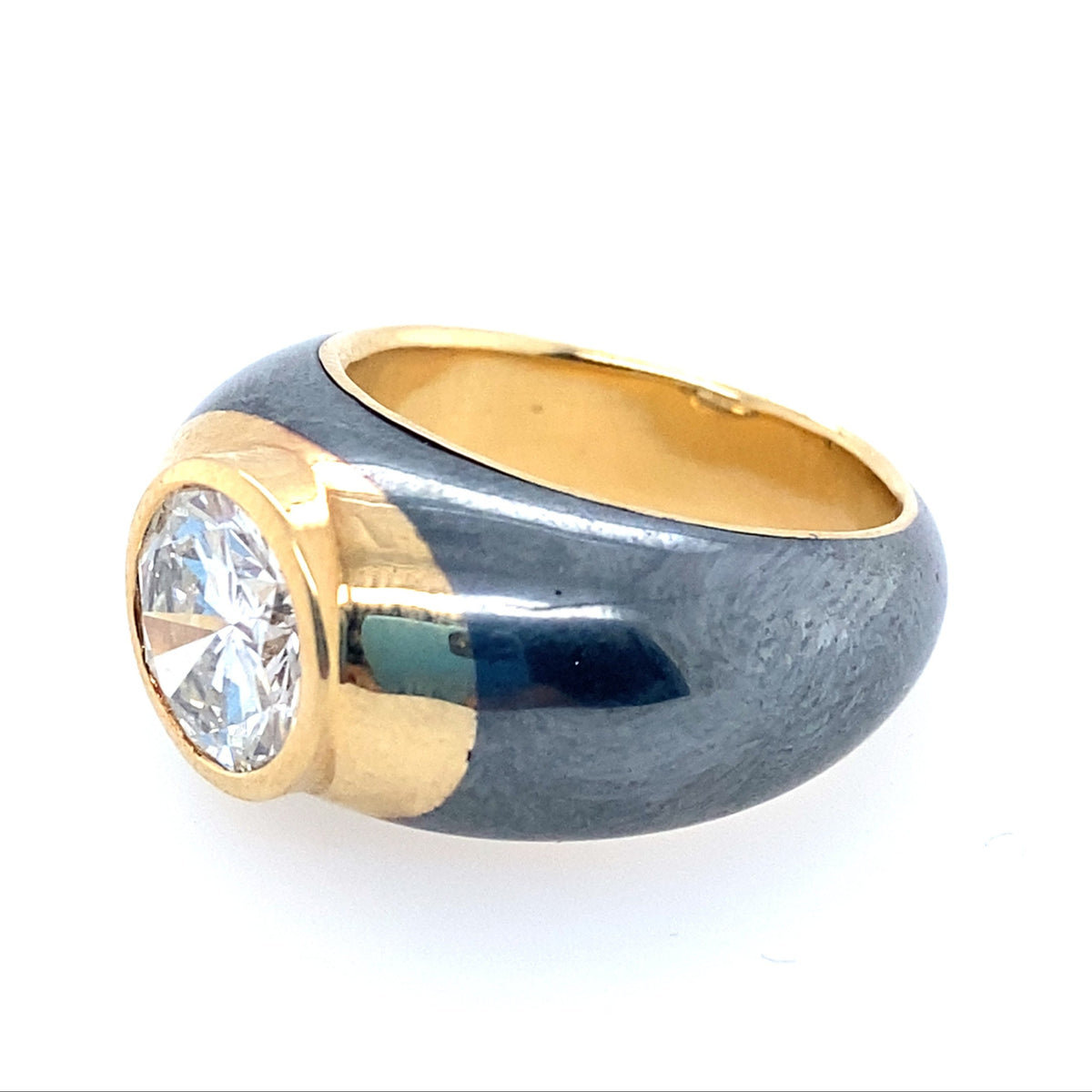 Anello in oro e argento con diamante