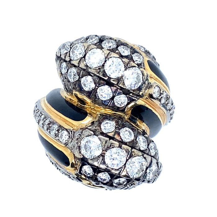 David Webb gold and diamond crossover ring