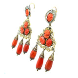 Antique Gold and Coral Girandole earrings