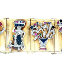 Bracciale Art Déco in oro giallo e platino con pietre preziose
