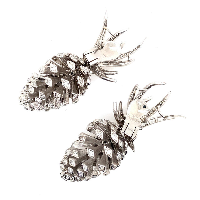 Unique pine cone diamond earrings