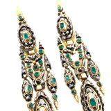 Antique gold, silver and emerald earrings. Spain 1800 c.a.
