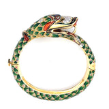 Italian gold diamond enamelled snake bangle bracelet