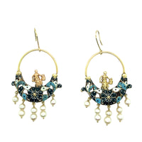 Antique gold enamelled earrings