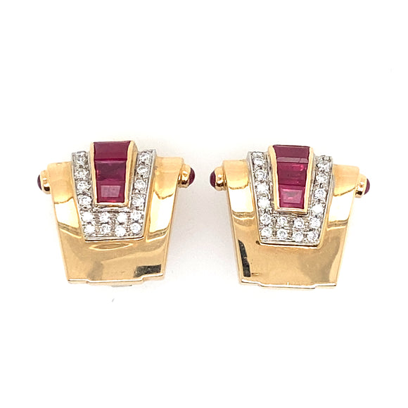 Retro gold and diamond earrings