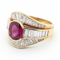Vintage yellow gold, diamond and Ruby ring