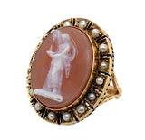 Victorian gold cameo and pearl ring