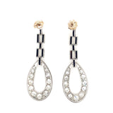 Delicate Art Déco platinum diamond and onyx earrings