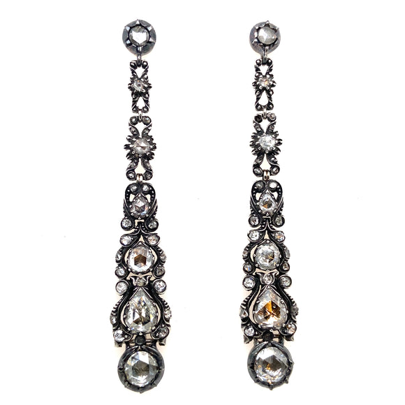 Antique rose-cut diamond earrings