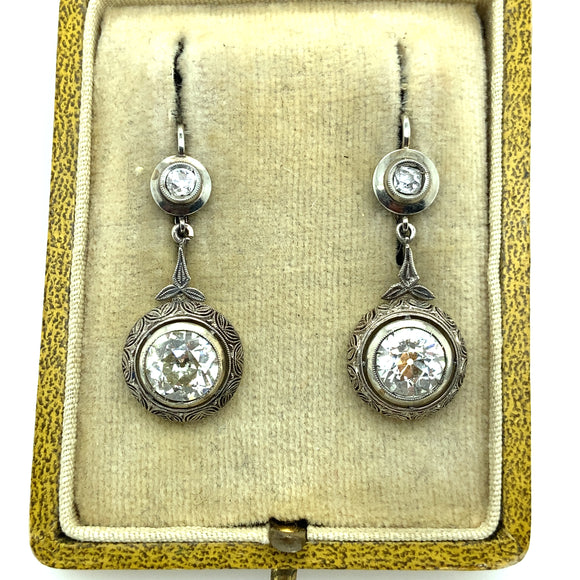 Art Deco platinum and diamond earrings