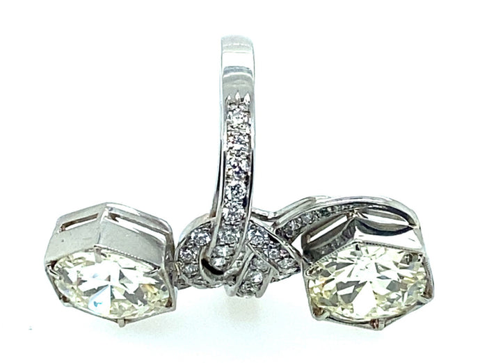 Importante anello toi et noi in platino e diamanti