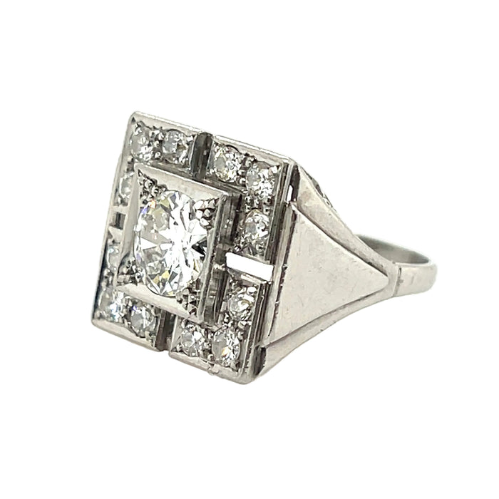 Art Déco platinum and diamond ring, 1930