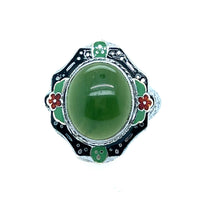 Art Deco Jade enameled ring, 1930