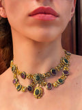 Victorian gold enameled parure with two tiaras