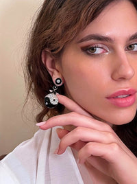 Yin and Yang diamond and onyx earrings