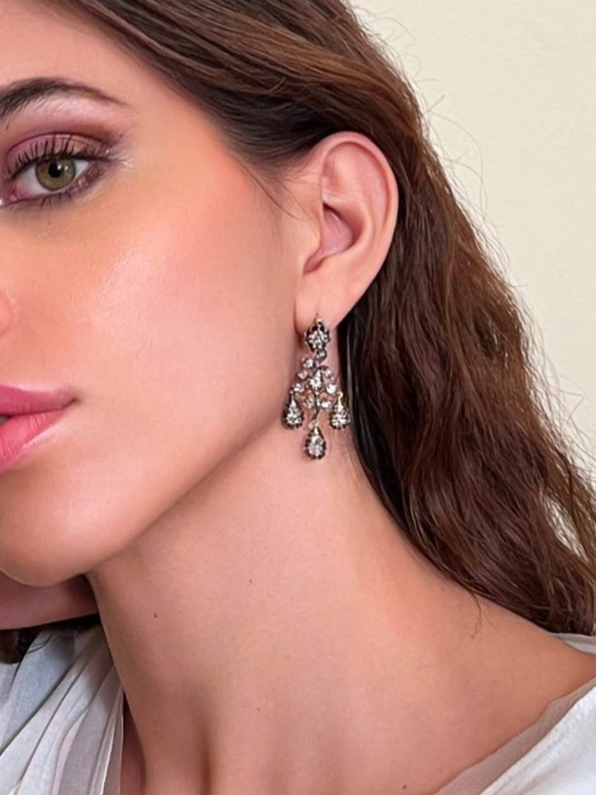 Victorian diamond girandole earrings