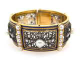 A XIX Century antique gold, silver, rose-cut diamond and natural pearl bracelet. Paris, Fontana. 1870 c.a.
