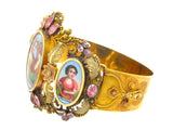 A yellow gold, pink quarz and miniature bracelet. Swiss 1830