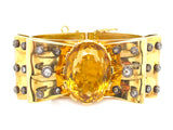 Retro gold, diamond and citrine ribbon cuff bracelet, 1940 c.a.