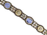 Bracelet Mario Buccellati en argent antique surmonté d'or jaune et de saphir
