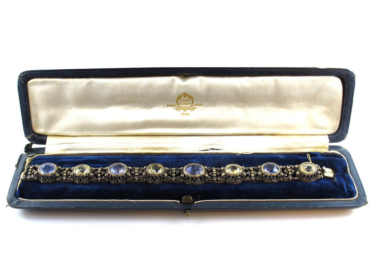 Bracciale Mario Buccellati in argento antico con oro giallo e zaffiri