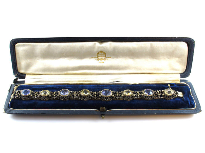 Bracciale Mario Buccellati in argento antico con oro giallo e zaffiri