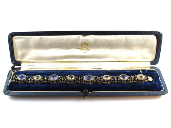 Mario Buccellati antique  silver topped yellow gold and sapphire bracelet