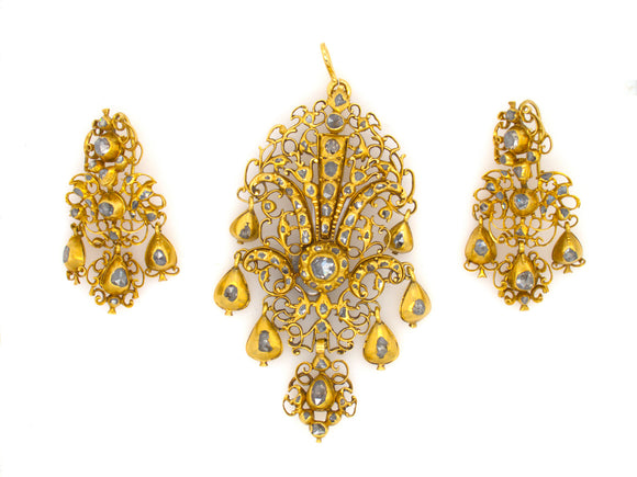 Antique Georgian gold and diamond Demi Parure