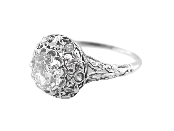 Art Deco platinum and diamond kt. 1,40 circa ring