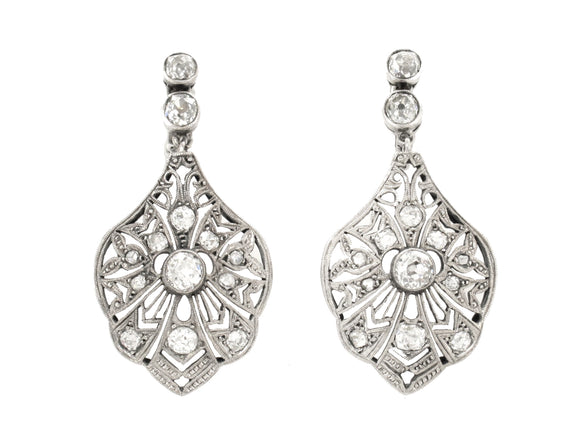 Art Deco platinum and diamond earrings