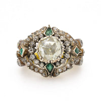 Anello Edoardiano con diamanti e smeraldi
