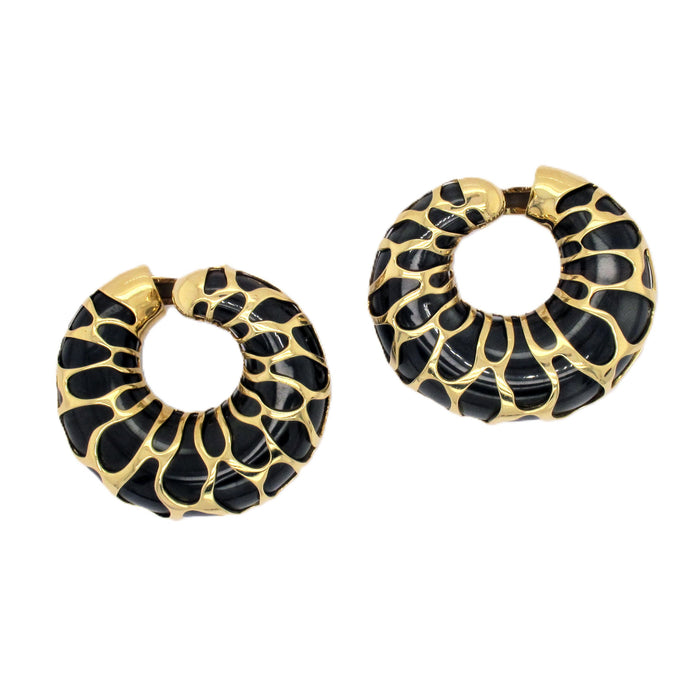 Marina B "Funny" yellow gold and steel earrings
