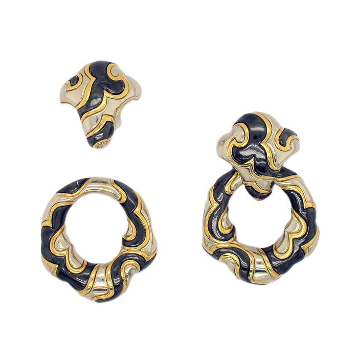 MARINA B "Ken" pattern detachable hoop earrings