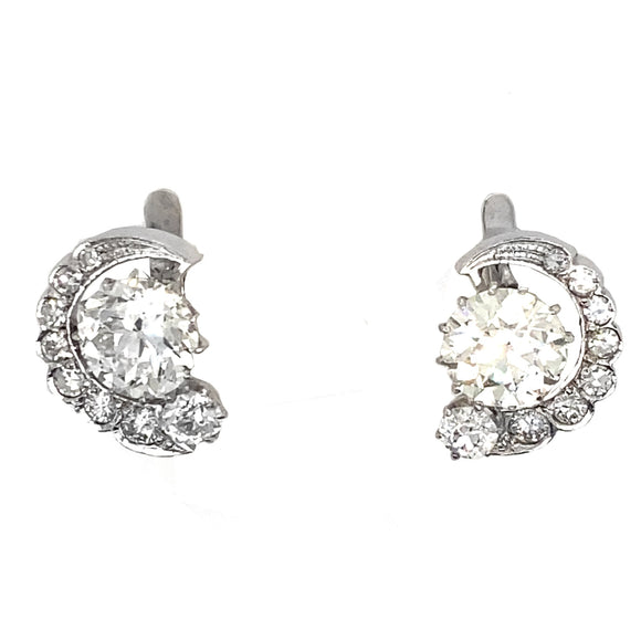 Art Déco white gold and diamond earrings