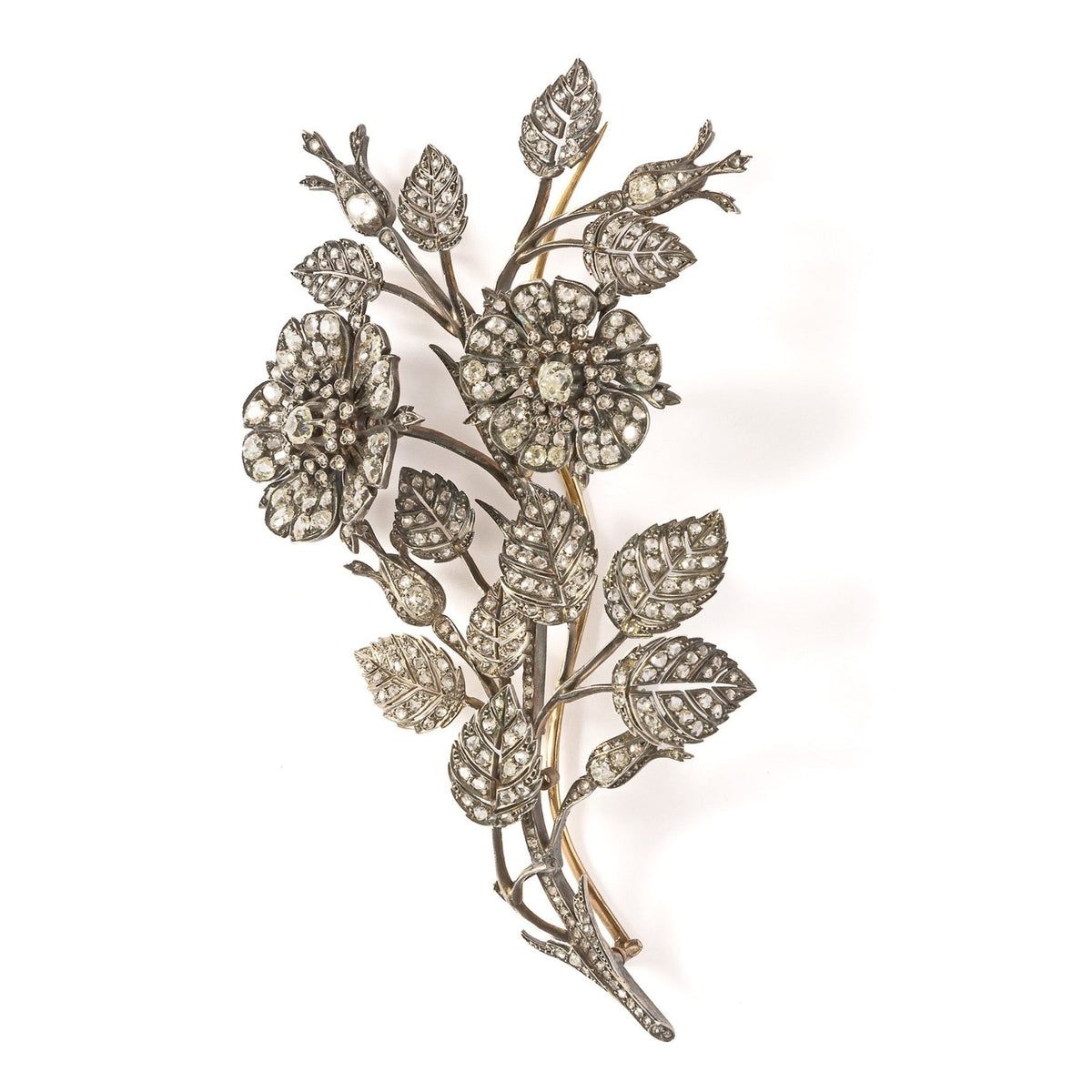 Victorian diamond spray flower brooch