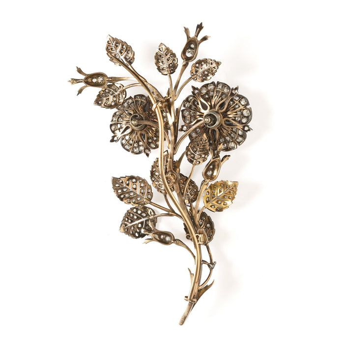 Victorian diamond spray flower brooch