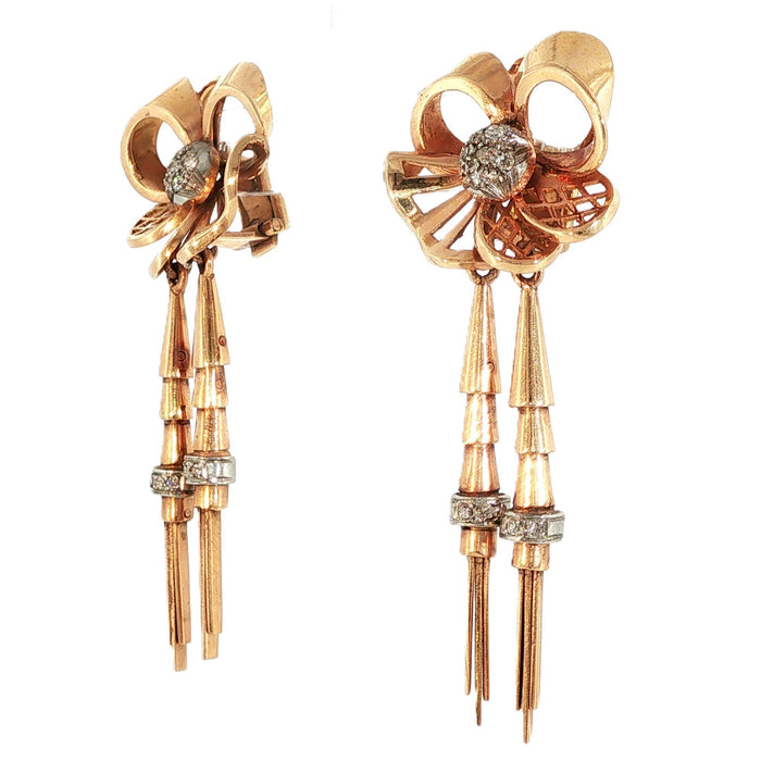 Retro gold and diamond earrings, 1940